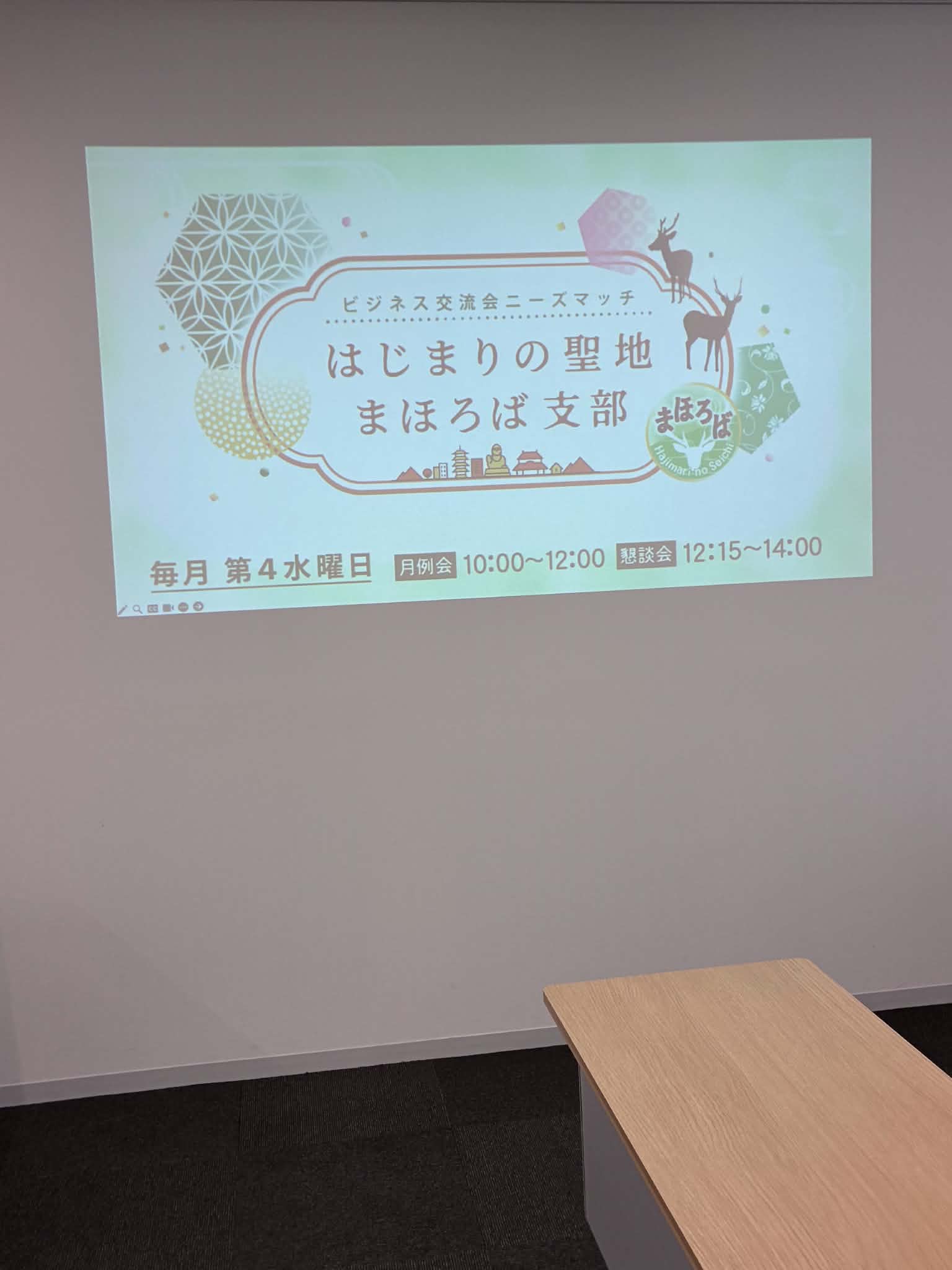 ビジネス交流会ニーズマッチ「はじまりの聖地まほろば支部」の案内スライド